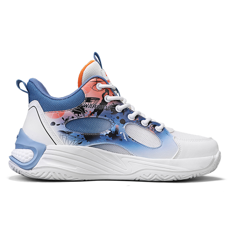 Warrior Abrasion Resistant, Breathable, Lightweight Low top Basketball Shoes Men’s White Dark Blue Orange