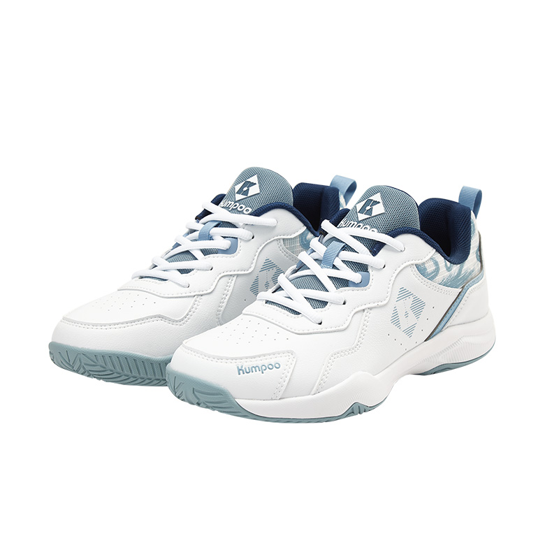 KUMPOO Cushioning Slip Resistant Support Low top Badminton Shoes Unisex White Blue