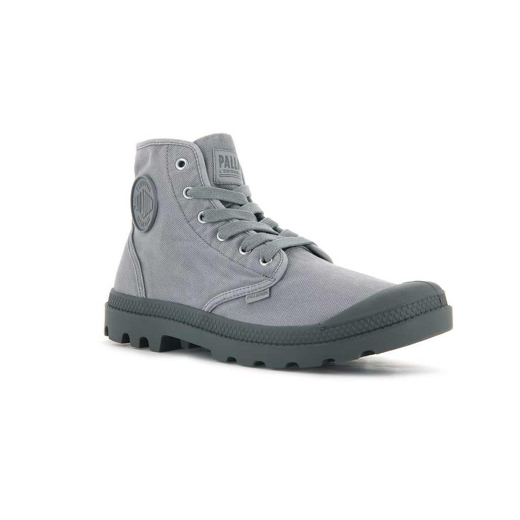Palladium Abrasion Resistant Mid Top Combat Boots Men’s Gray Flannel