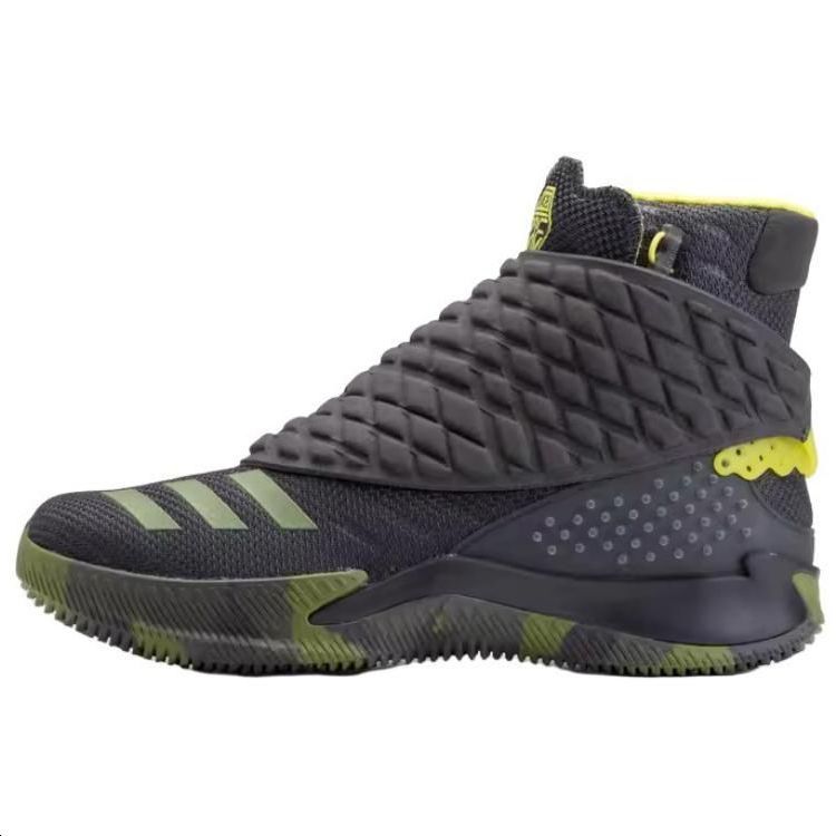 Adidas Ball 365 Cushioning Slip Resistant High top Basketball Shoes Men's Black Green Yellow