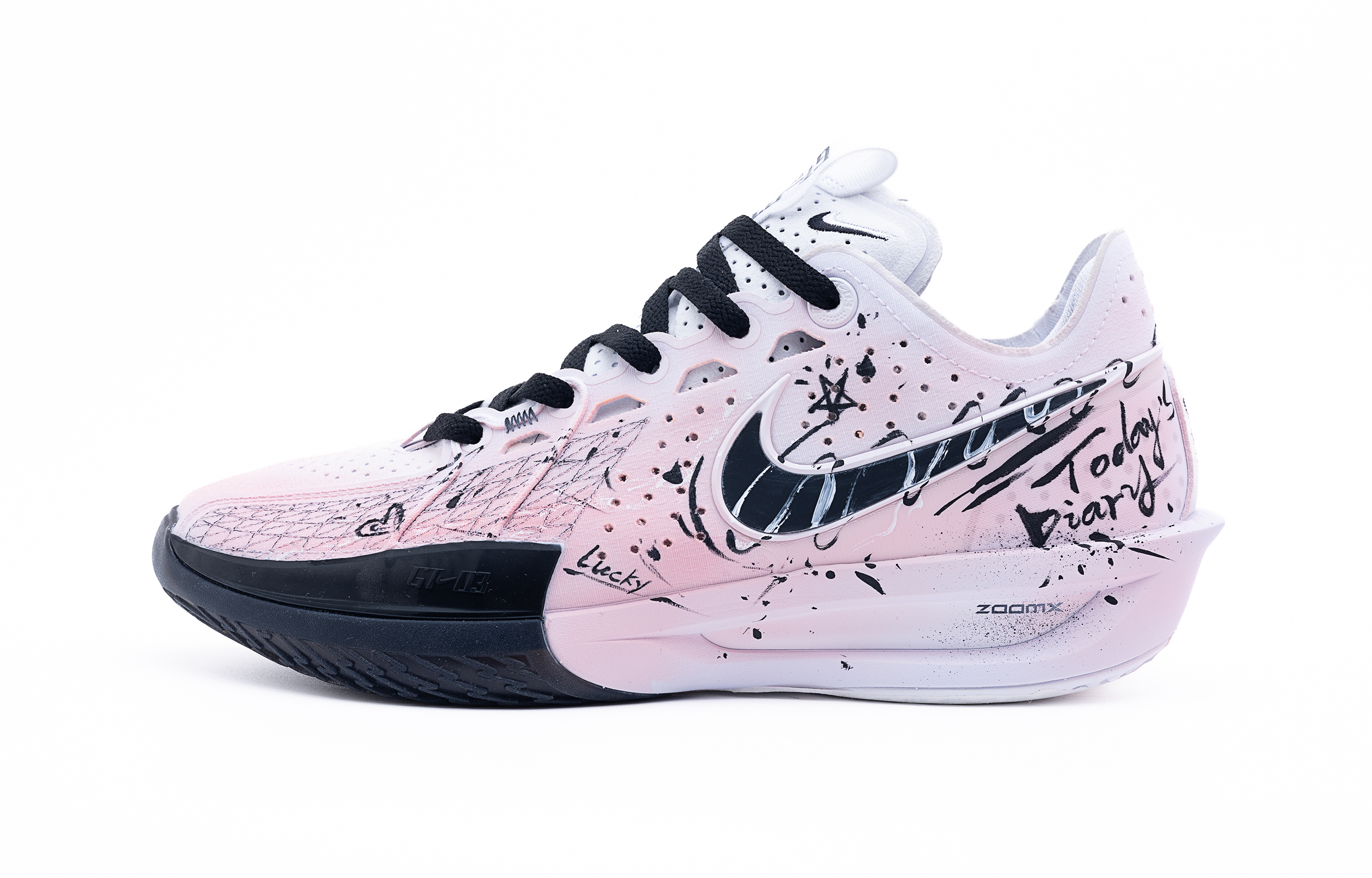 Nike G.T. Cut 3 Pink Lucky Day Slip Resistant Abrasion Resistant Low top Basketball Shoes Unisex Pink Black