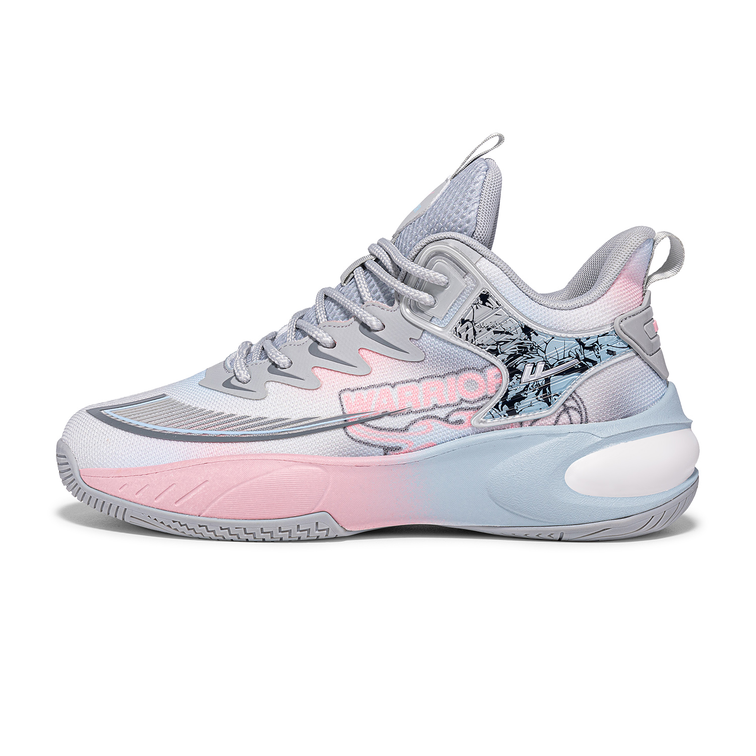 Warrior Abrasion Resistant Breathable Coverage Low top Basketball Shoes Men’s Gray Pink Blue