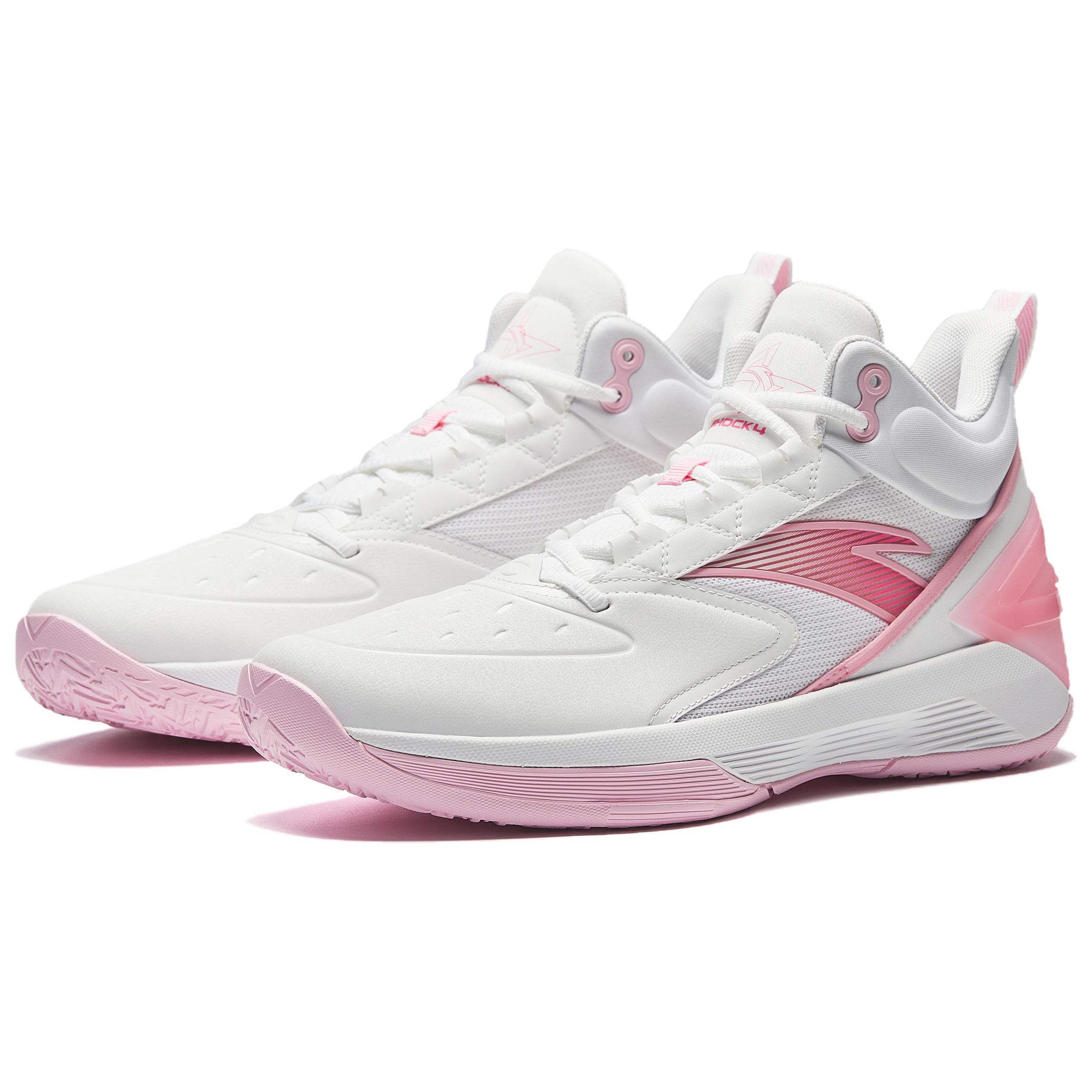 Anta Attack BM Slip Resistant Abrasion Resistant Grip High top Basketball Shoes Men’s White Pink