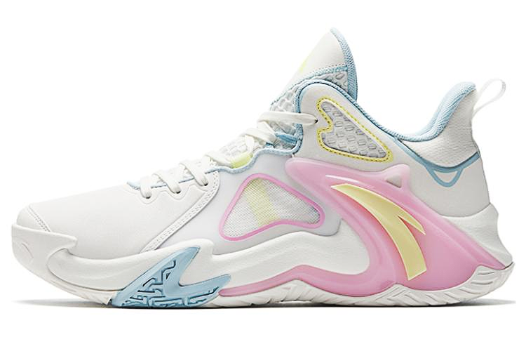 Anta Airspace 4 Fabric Slip Resistant Abrasion Resistant Low top Basketball Shoes Men's White Blue Pink