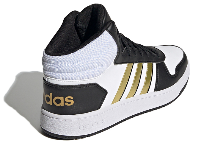 Мужские кроссовки adidas neo Hoops 2.0 mid (белый / золотой / черный) — Белый / золотой / чёрный — фото 3