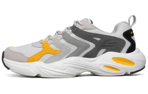 Skechers Stamina Airy Textile, Synthetic Leather, Split Cow Leather Low top Chunky Sneakers Men's Yellow Gray