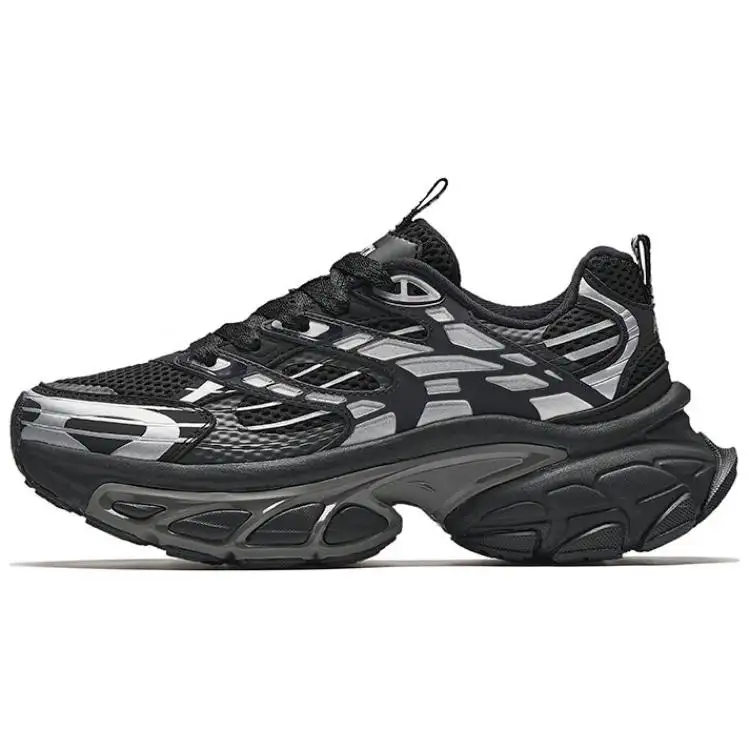 Anta Cushioning Slip Resistant Coverage Cushioning Slip Resistant Coverage Low top Chunky Sneakers Women's Black Silver