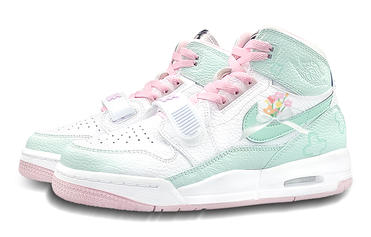 Jordan Legacy 312 Cushioning, Wear Resistant High top Vintage Basketball Shoes Women’s White Green Pink