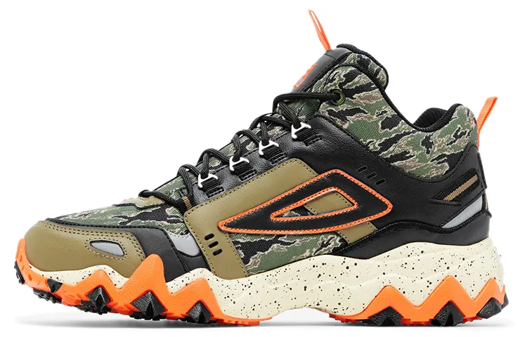 FILA Oakmont Comfortable Mid top Chunky Sneakers Men's Green Orange US Version