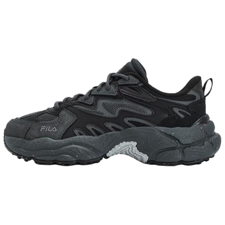 FILA Fern Soft And Comfortable Abrasion Resistant Height Increasing Low top Chunky Sneakers Women's Black