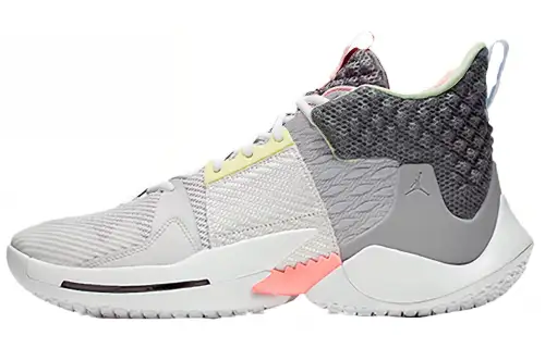 Jordan Why Not Zer0.2 Why Not Westbrook Fabric Mesh Synthetic Leather Shock Absorption Mid Top Practical Basketball Shoes Men's Gray Pink