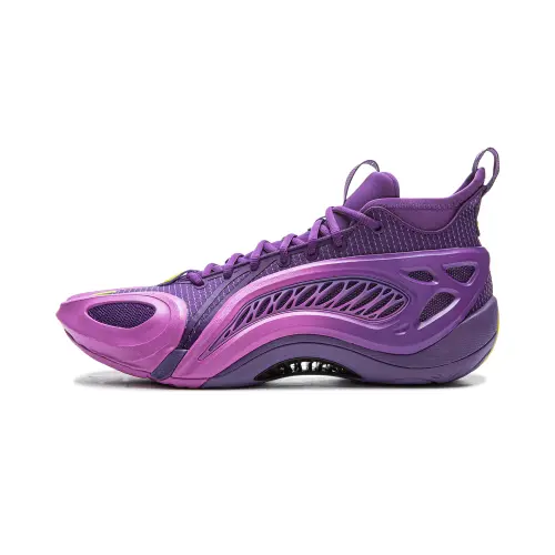 LiNing Li Ning Anti-Warrior 1Super Soul Figure Super Technology Lightweight Flexible Stable Support Wrapped Anti-Twist Shock Absorbing Anti-Slip Wear-Resistant Breathable Rebound Grip Mid-top Outfield Basketball Shoes Men's Purple