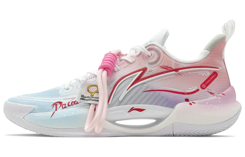 Li Ning Super Light V2 Cushioning Slip Resistant Abrasion Resistant Low top Basketball Shoes Men's Blue Pink