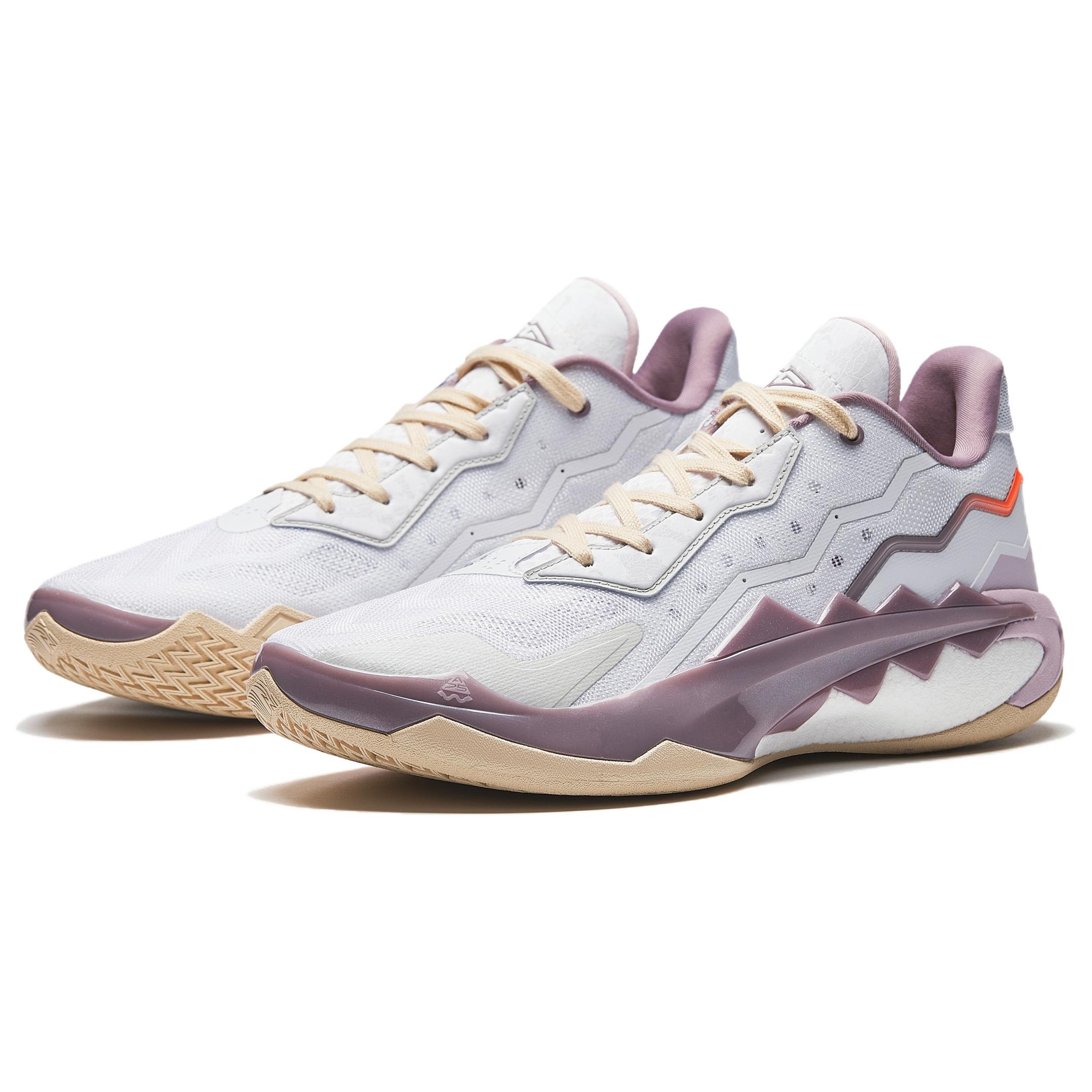 Anta Cushioning, Wear Resistant Low top Basketball Shoes Men’s White Gray Purple