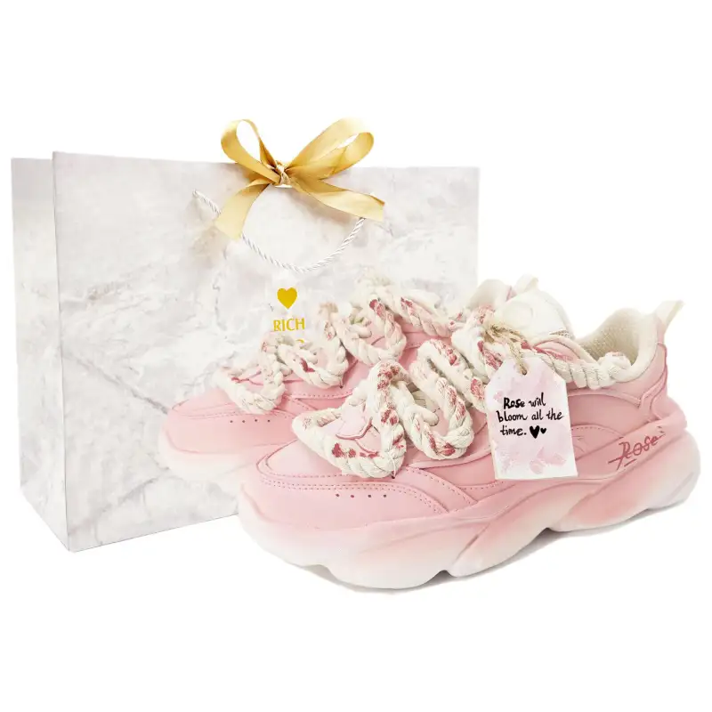 Anta Claw Breathable Coverage Slip Resistant Low top Chunky Sneakers Women's Pink