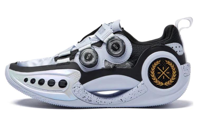 LiNing Li Ning WOW 9 city limited Shanghai, comfortable and versatile, fabric leather, shock-absorbing, non-slip and wear-resistant, low-top basketball shoes, men's style, black and white