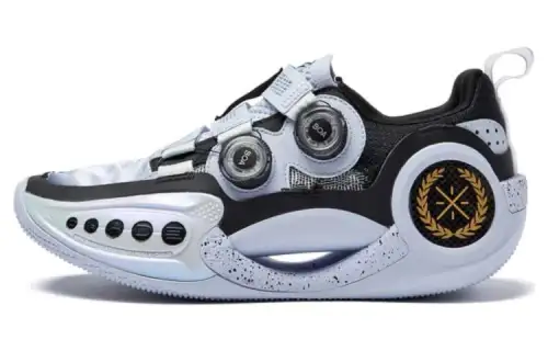 LiNing Li Ning WOW 9 city limited Shanghai, comfortable and versatile, fabric leather, shock-absorbing, non-slip and wear-resistant, low-top basketball shoes, men's style, black and white