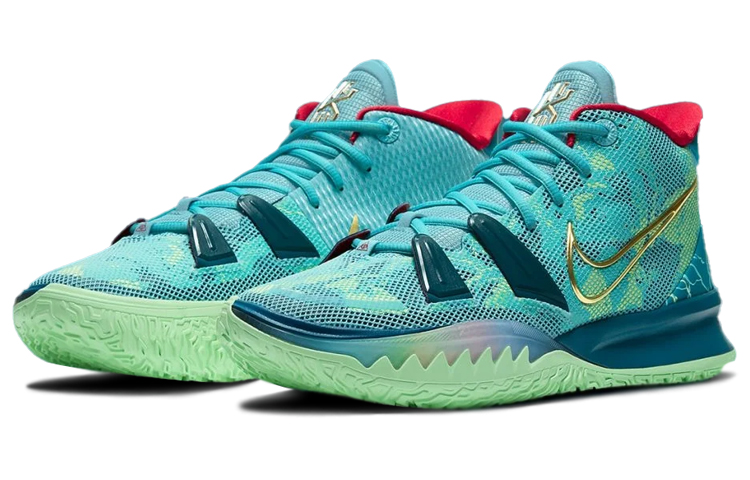 Кроссовки Nike Kyrie 7 (сине-зелено-красный) — Синий / зелёный / красный — фото 3