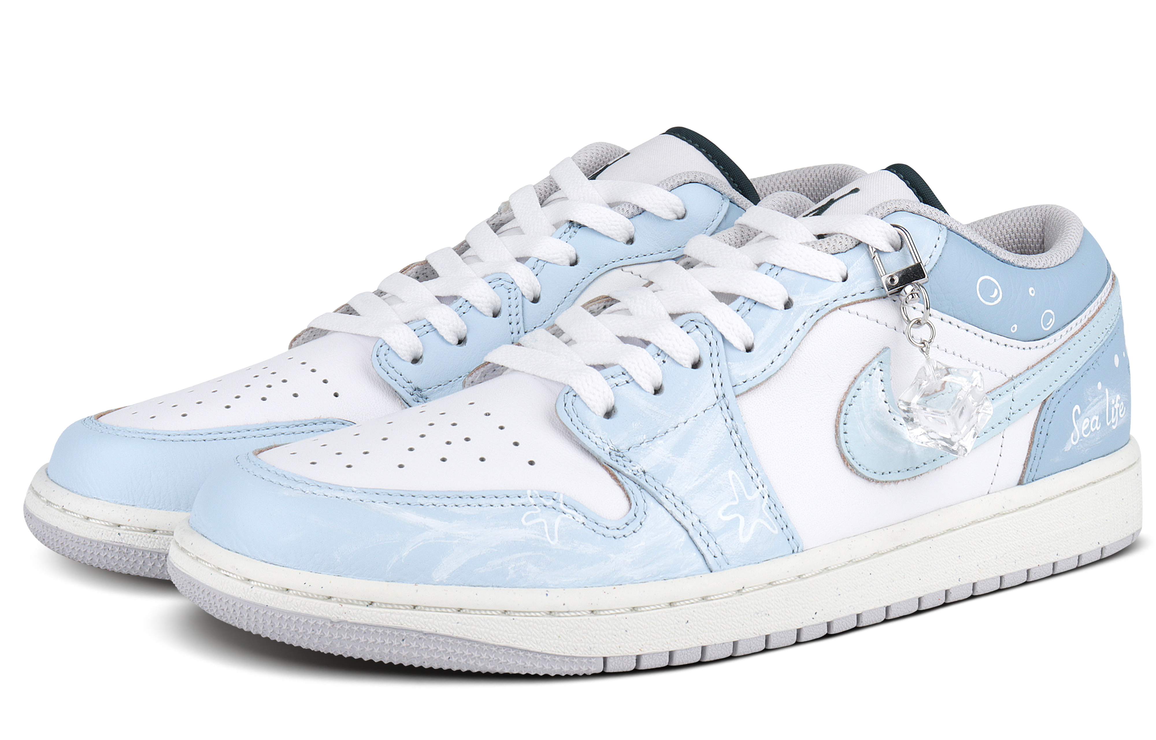 Jordan Air Jordan 1 Leather Abrasion Resistant Breathable Low top Vintage Basketball Shoes Men’s Blue White