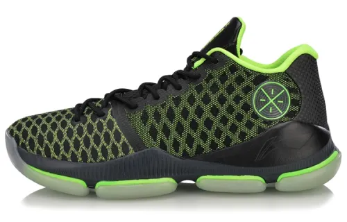 LiNing Wade Series Fabric Synthetic Leather Sports and Leisure Shock Absorbing Anti-Slip Wear-Resistant Support Mid-top Basketball Shoes Men's Black Green