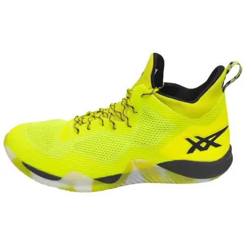 Asics Blaze Nova round toe lace-up wear-resistant mid-top basketball shoes men's fluorescent yellow