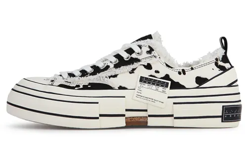 VESSEL G.O.P. Lows 'Cow Print' Cow, Horsehair Cork Sealing Sulfide Low top Canvas Shoes Unisex Black White
