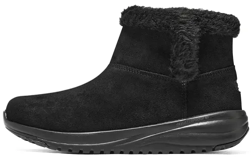 Skechers ON THE GO STELLAR Top Grain Pig Leather Thermal Waterproof Short Mid Calf Snow Boots Women's Black