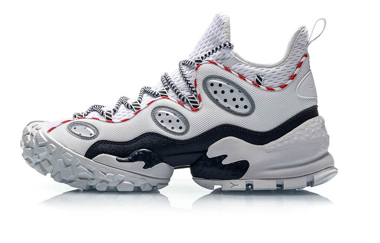 Li Ning CF Countflow Monster Eye Mid Abrasion Resistant Breathable Mid top Vintage Basketball Shoes Men's White Red