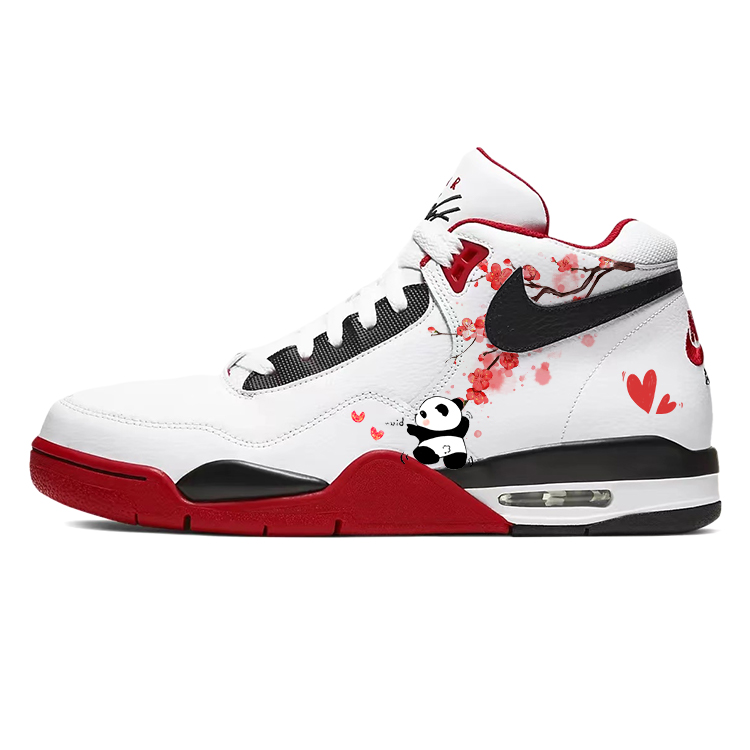 Nike Flight Legacy Cushioning Slip Resistant Abrasion Resistant Mid top Vintage Basketball Shoes Unisex Red White