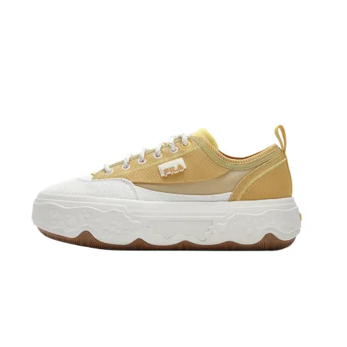 FILA ROCK Shoes Abrasion Resistant Low top Canvas Shoes Women's Golden Apricot Yellow