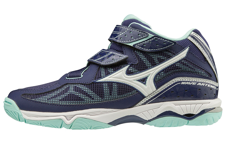 Mizuno Wave Artemis 4 mid comfortable trend, non -slip, wear -resistant wrapper, help volleyball sneakers blue and white
