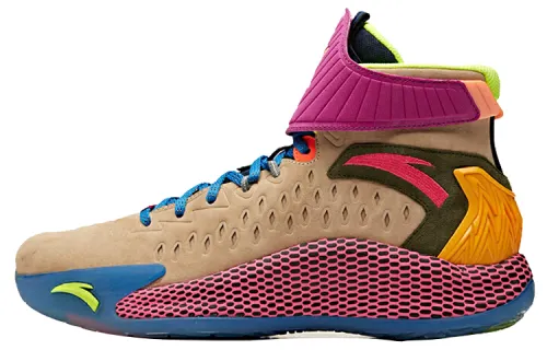 ANTA KT5 Basketball Shoes Men's High Top Dust Gray/Cool Gray/Neon Green/Ant Purple