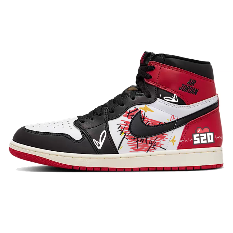 Jordan Air Jordan 1 Slip Resistant Abrasion Resistant High top Vintage Basketball Shoes Men’s Red