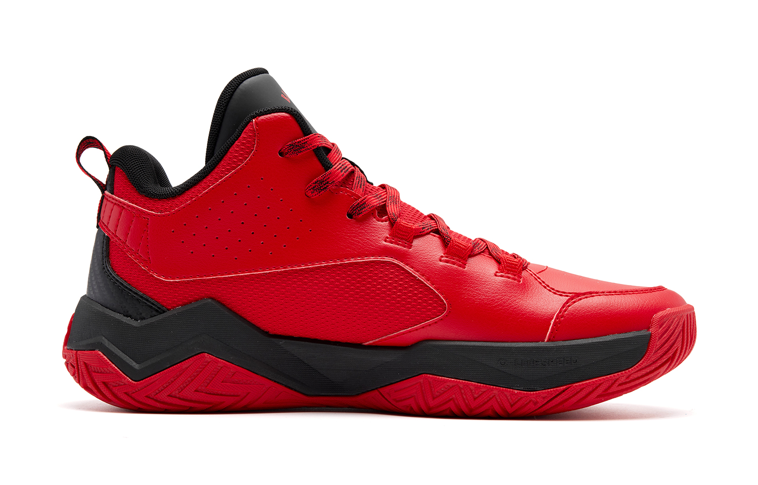 QIAODAN Cushioning, Wear Resistant Mid Top Basketball Shoes Men’s Red Black