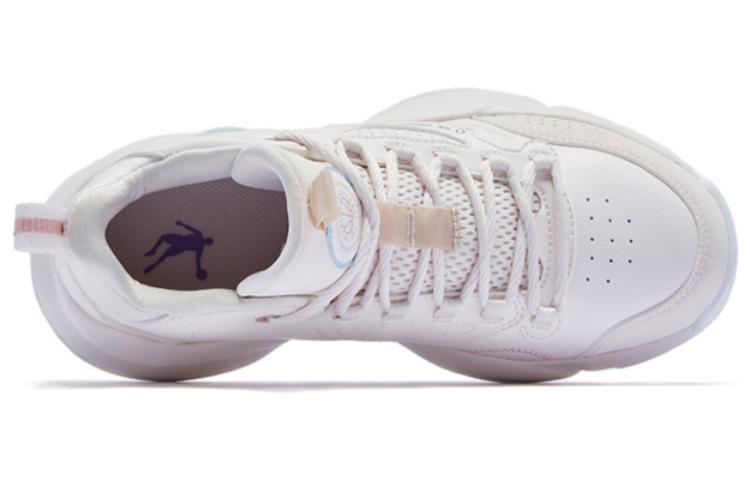 QIAODAN Synthetic Leather Slip Resistant, Abrasion Resistant, Breathable Mid top Basketball Shoes Women’s Rubber Pink