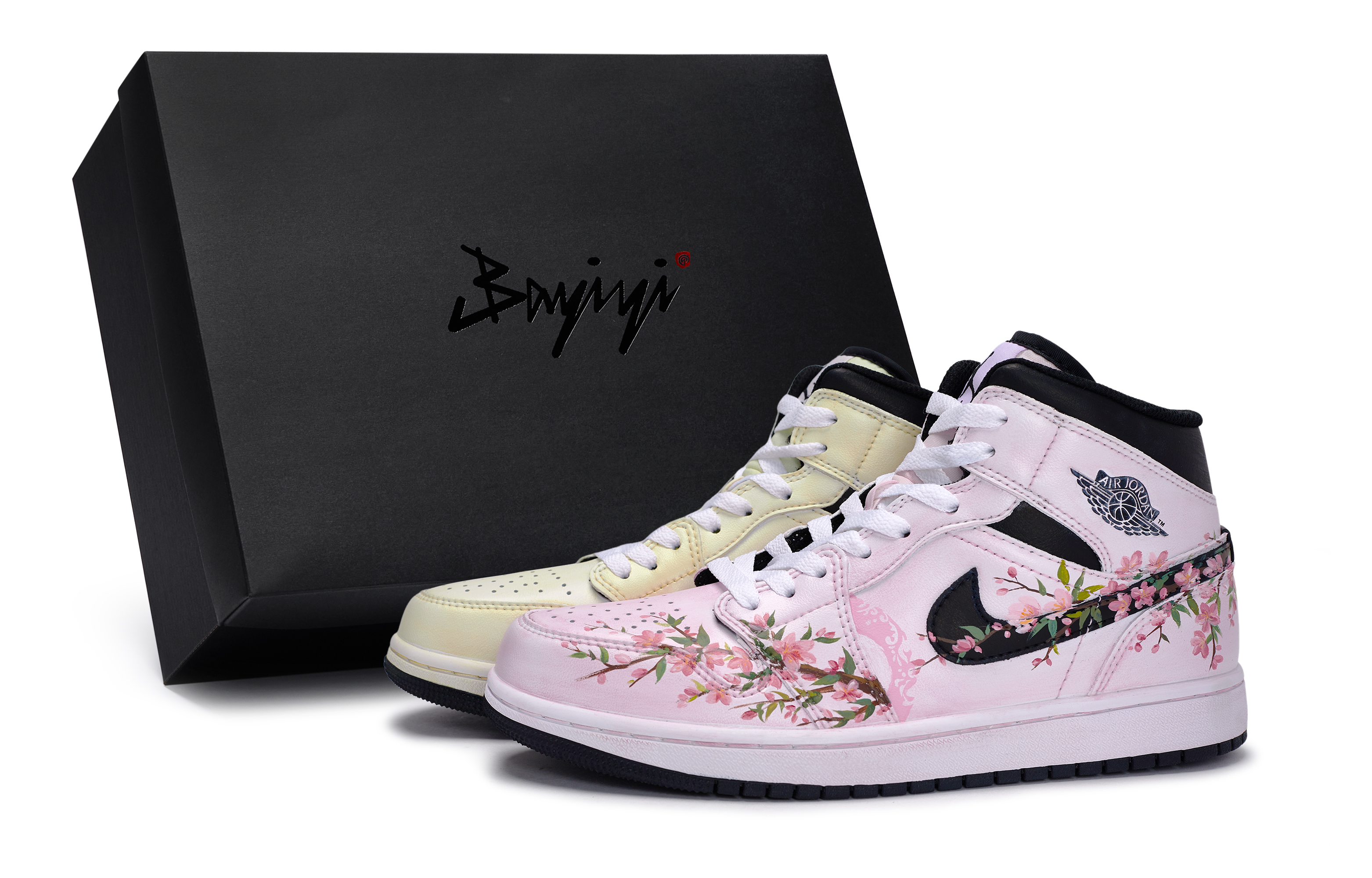 Jordan Air Jordan 1 811 Manufacturing, Peach And Plum Pink, Special Shoe Box Mid top Vintage Basketball Shoes Unisex