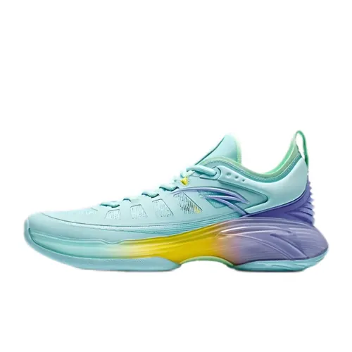 Anta Cushioning Slip Resistant Abrasion Resistant Low top Basketball Shoes Men's Mint Blue/Light Orchid Purple