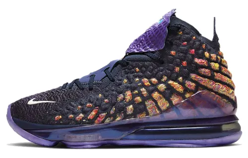 Nike LeBron 17 beautiful versatile shock -absorbing anti -slip high -top basketball shoes men and women the same purple