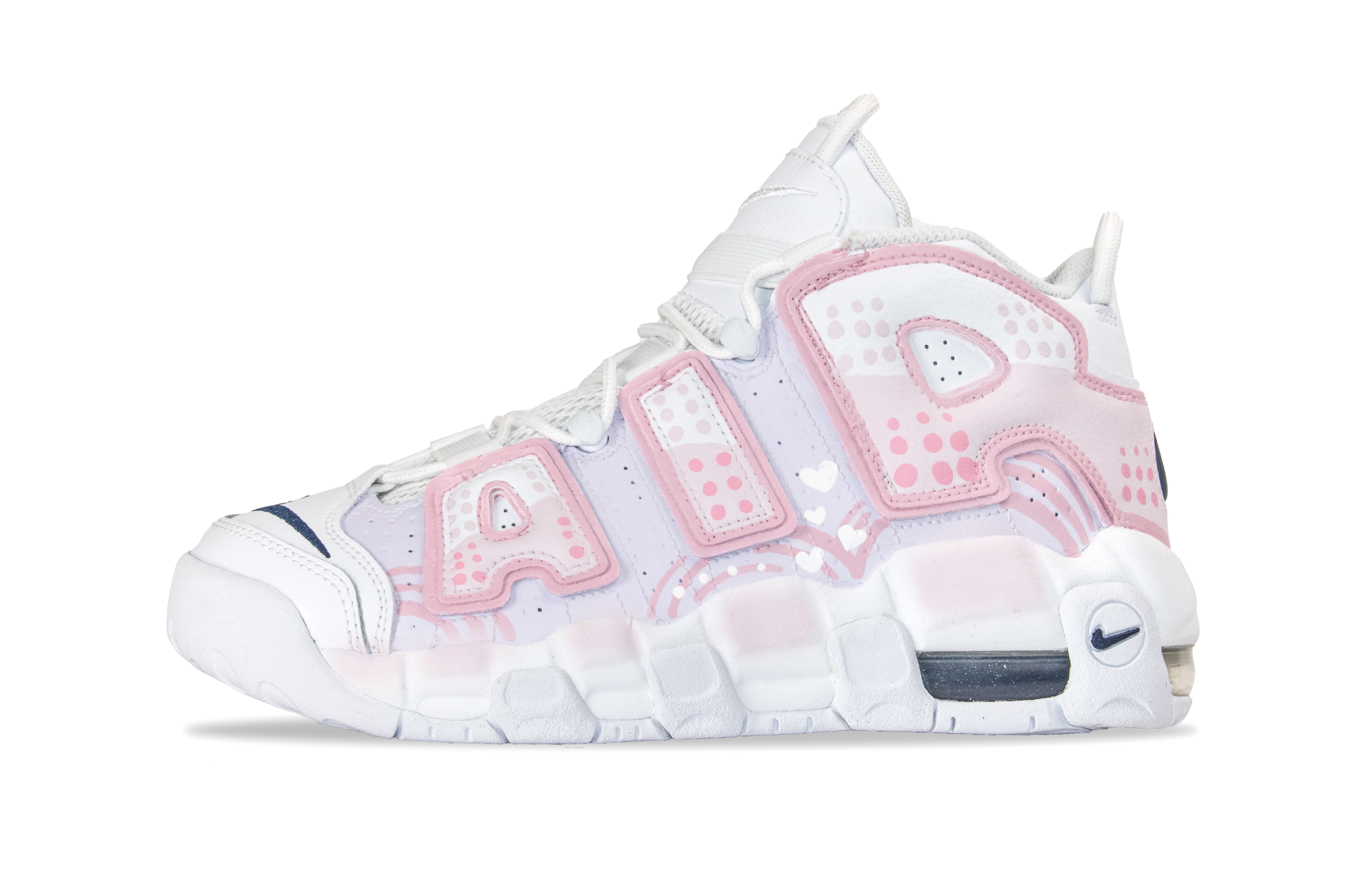 Nike Air More Uptempo Cushioning Slip Resistant Abrasion Resistant Mid top Vintage Basketball Shoes Women’s Pink
