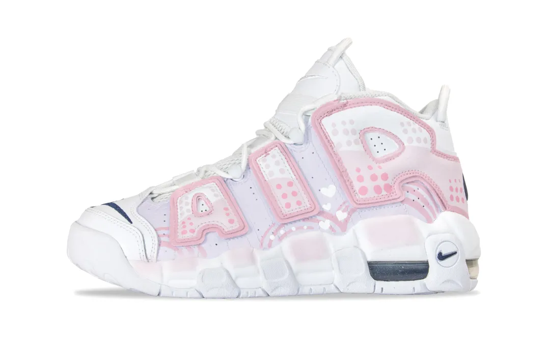 Nike Air More Uptempo Cushioning Slip Resistant Abrasion Resistant Mid top Vintage Basketball Shoes Women's Pink