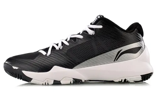 Li Ning Basketball Shoes Unisex Mid Top Black/Silver/White