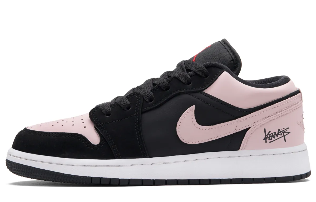 Jordan Air Jordan 1 Berry Velvet Low-top Vintage Basketball Shoes Unisex Black Pink