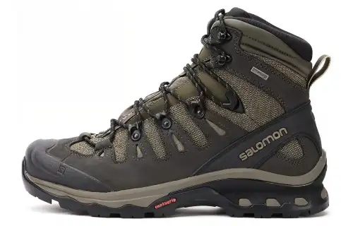 SALOMON Fabric Abrasion Resistant High top Hiking Shoes Men's Black Green