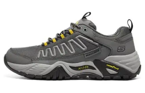 Skechers ARCH FIT RECON Lace Up Cushioning Abrasion Resistant Impact Resistant Low top Hiking Shoes Men's Charcoal Gray