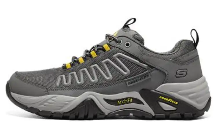 Skechers ARCH FIT RECON Lace Up Cushioning Abrasion Resistant Impact Resistant Low top Hiking Shoes Men's Charcoal Gray