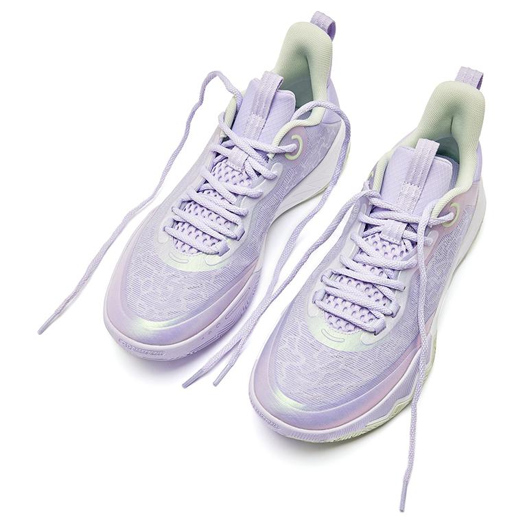 QIAODAN Wind Blade 4 TEAM Slip Resistant Low top Basketball Shoes Men’s Purple Green