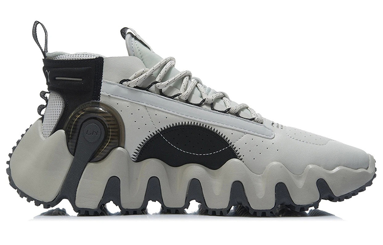 Li Ning Textile, Synthetic Leather Cushioning Slip Resistant Low top Vintage Basketball Shoes Men’s Antarctic Gray