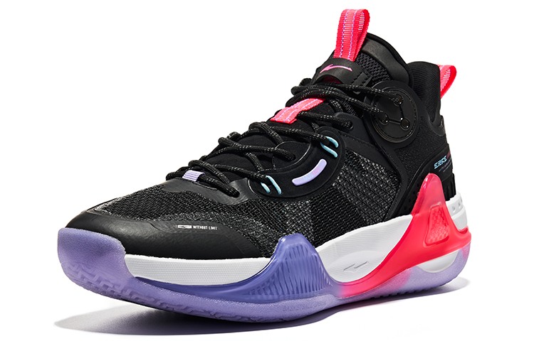 Erke Fabric Cushioning Slip Resistant Abrasion Resistant Low top Basketball Shoes Men's Black Purple