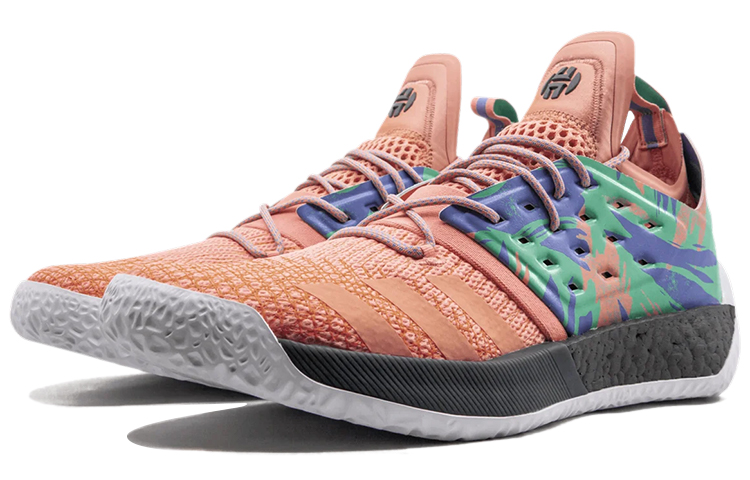 Мужские кроссовки adidas Harden Vol.2 (розово-зеленые) — 牛奶珊瑚粉/亮白/高光绿 — фото 4