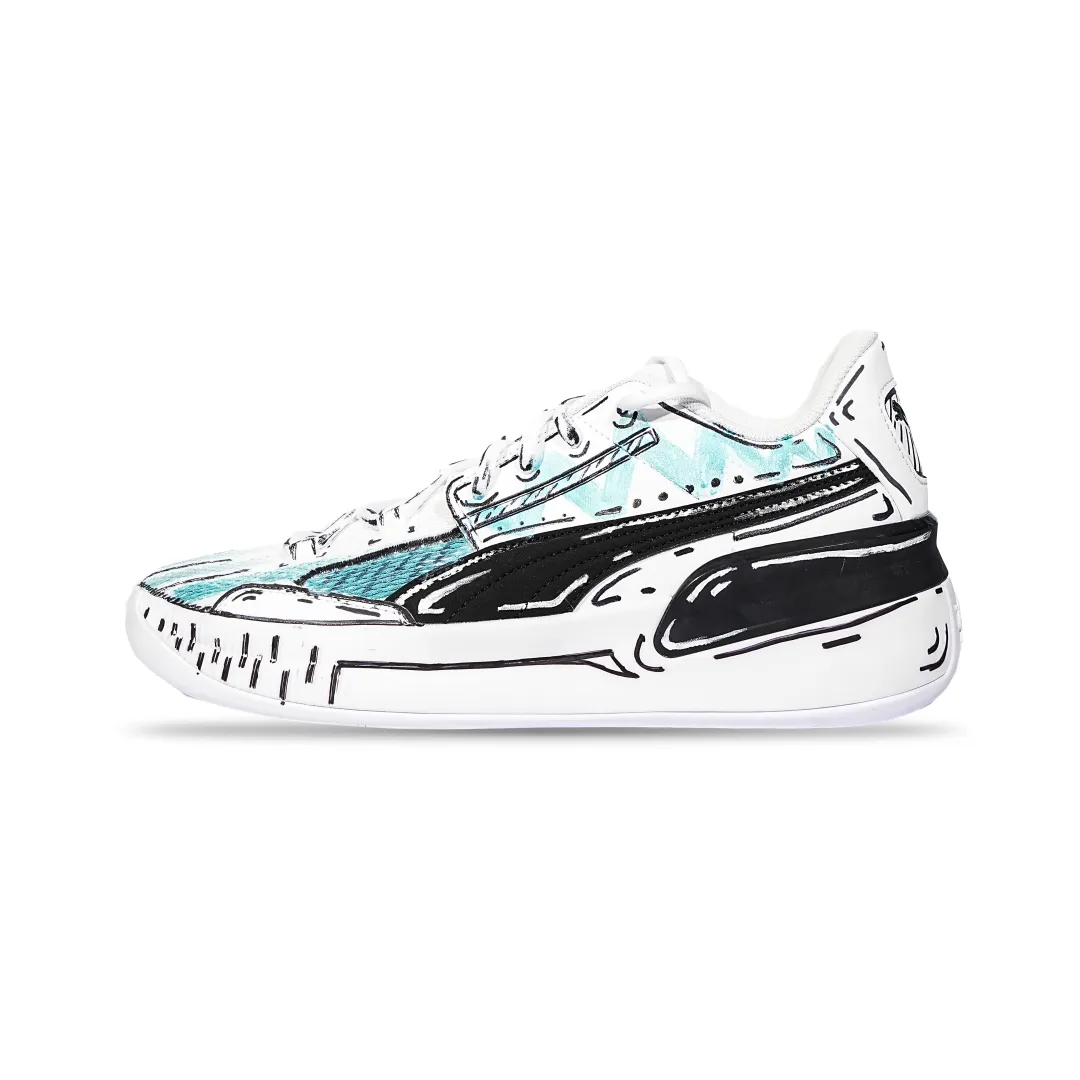 PUMA Clyde Hardwood Team Abrasion Resistant Low top Basketball Shoes Unisex White Green